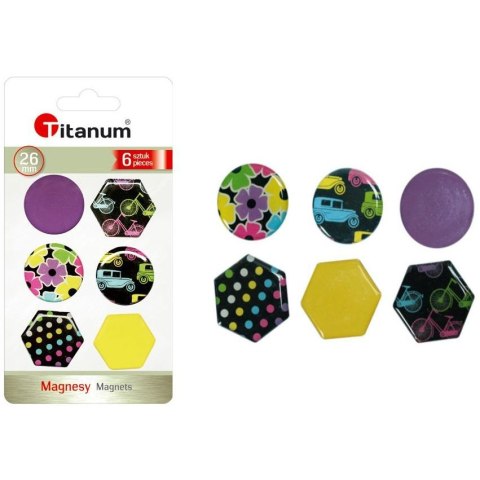 Magnes okrągłe, sześciokątne mix [mm:] 26 Titanum (4357-2) 6 sztuk Titanum