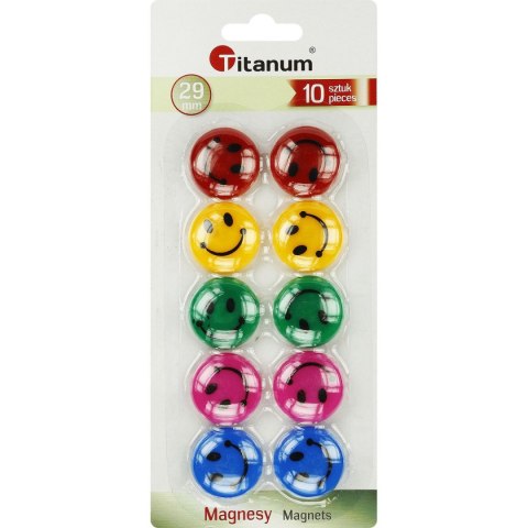 Magnes smiley okrągły mix śr. 29mm Titanum (T-025051) 10 sztuk Titanum