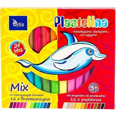 Plastelina Tetis 24 kol. mix 15g (KP004-G) Tetis