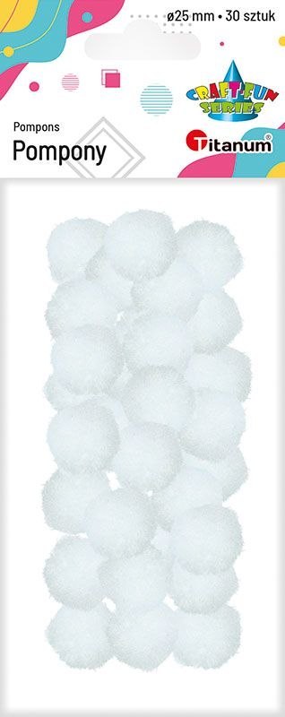 Pompony Craft-Fun Series białe 30 szt Titanum Titanum