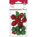 Pompony Craft-Fun Series brokatowe zielono-czerwony 30 szt Titanum (282932) Titanum