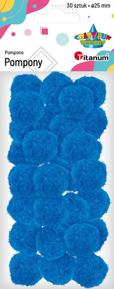 Pompony Craft-Fun Series poliestrowe niebieskie 30 szt Titanum Titanum