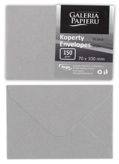 Koperta pearl jasnosrebrny srebrna [mm:] 70x100 Galeria Papieru (280440) 10 sztuk Galeria Papieru