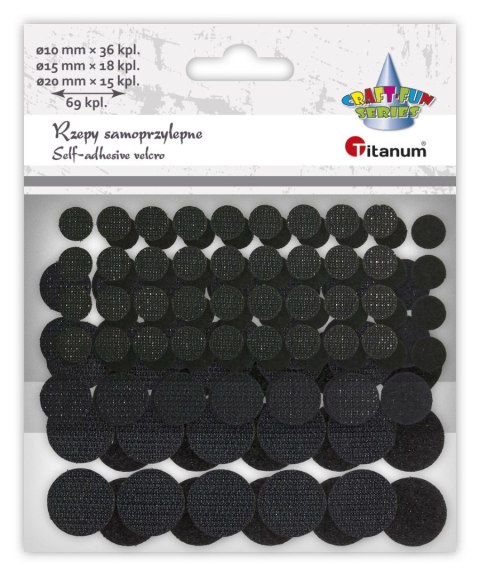 Rzepy Craft-Fun Series samoprzylepne czarne 3 rozmiary 69 szt Titanum (5903714546008) Titanum