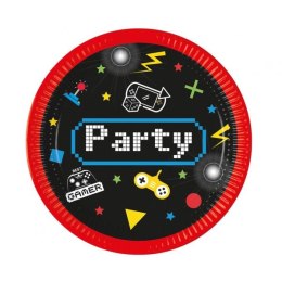 Talerz jednorazowy Godan TALERZ PAPIEROWY Gaming Party papier śr. 230mm 8 szt (93769) Godan