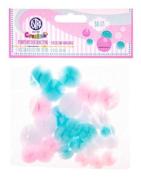 Pompony pastelowe koronkowe pastelowy 30 szt Creatinio (335122008) Creatinio