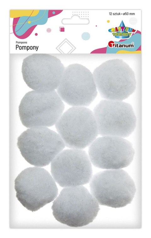 Pompony Craft-Fun Series 50mm białe 12 szt Titanum Titanum