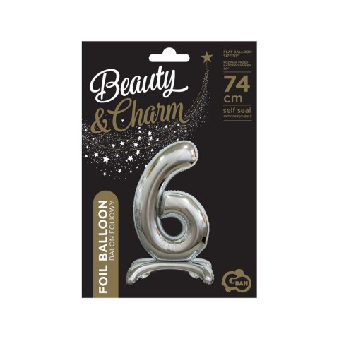 Balon gumowy Beauty&Charm cyfra stojąca srebrna srebrny 30cal Godan (BC-ASS6) Godan