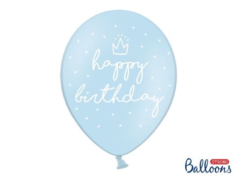 Balon gumowy Partydeco gumowy niebieski z nadrukiem happy Birthday 30 cm/6 sztuk niebieski 300mm (SB14P-244-011-6) Partydeco