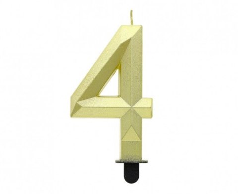 Świeczka urodzinowa cyferka 4 - Diament, metalik złoty, 7.6 cm Godan (PF-SDZ4) Godan