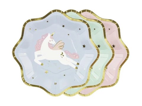 Talerz jednorazowy Jednorożec, mix papier śr. 180mm 6 szt Partydeco (TPP94) Partydeco