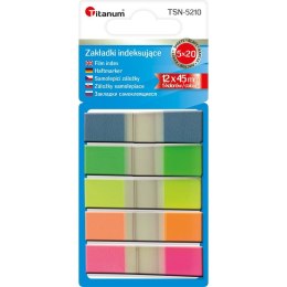 Zakładka indeksująca PP 12x45mm 5 kolorów fluo Titanum