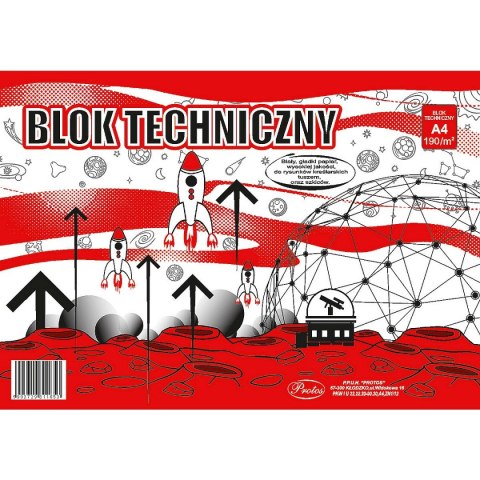 Blok techniczny A4 biały 190g 10k Protos Protos