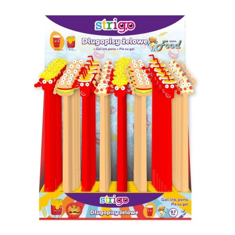 Długopis FOOD mix żelowy wkład niebieski 0,5mm Strigo (SSC230) Strigo