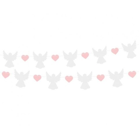 Girlanda Aniołki (10x12 cm), różowe serduszka (5x4 cm), 150 cm Godan (PF-GPAR) Godan