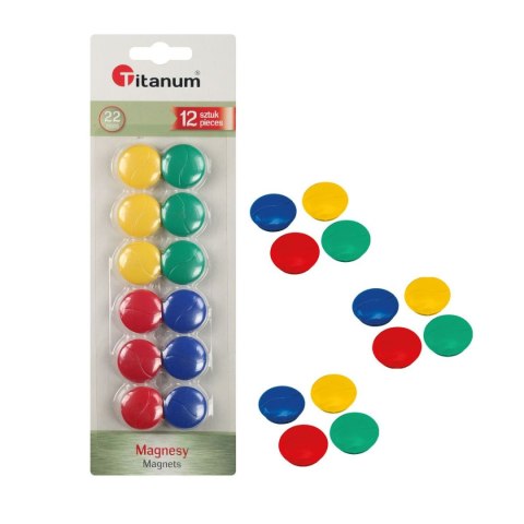 Magnes okrągłe 22 mm mix [mm:] 22 Titanum (ACT1005-12CC) 12 sztuk Titanum