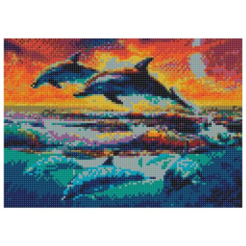 Zestaw kreatywny Diamentowa mozaika 30x40cm Delfiny Flamingo Line (TSGK77665) Flamingo Line