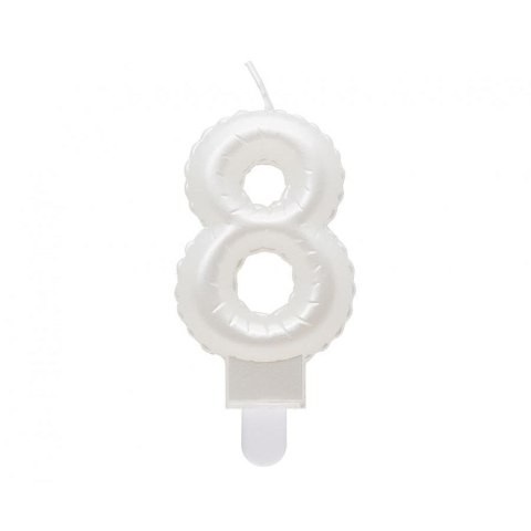 Świeczka urodzinowa cyferka 8, perłowa biała, 7 cm Godan (SF-PBI8) Godan