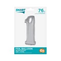 Balon foliowy Smart cyfra 1 srebrna 76cm Godan (CH-SSR1) Godan
