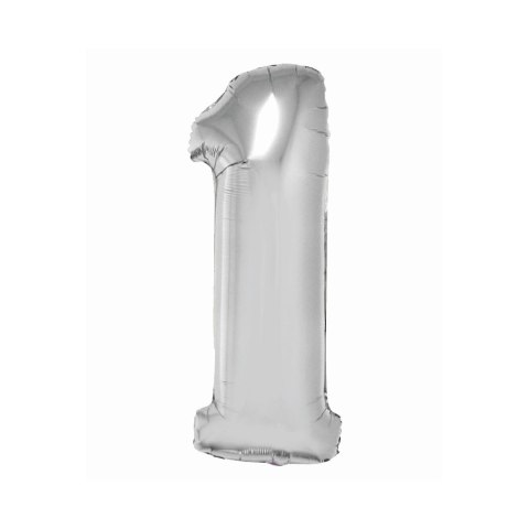 Balon foliowy Smart cyfra 1 srebrna 76cm Godan (CH-SSR1) Godan