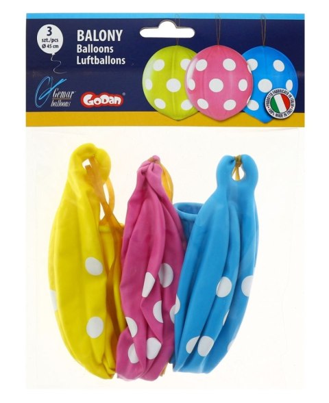 Balon gumowy GROCHY IŁKI Z GUMKĄ 3 szt mix 450mm Godan (GB/PG40) Godan