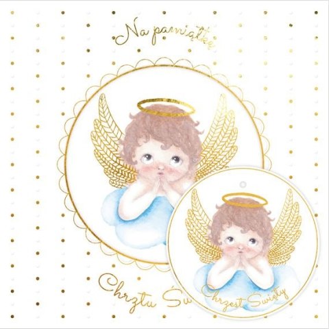 Kartka składana kw Karnet KW CHRZEST ANIOŁEK NA CHMURCE Henry (5907465665940) Henry