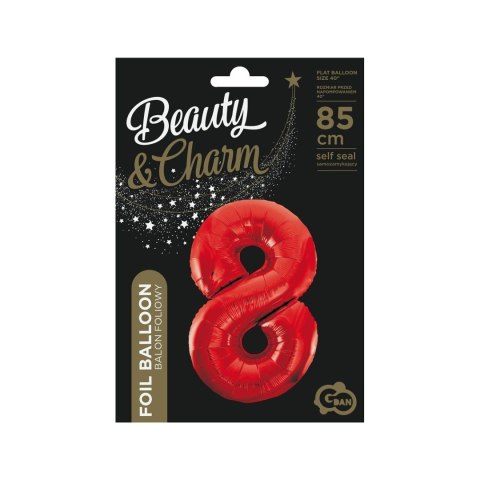 Balon foliowy cyfra 8 czerwona 85cm Godan (BCHCW8) Godan