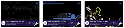 Blok techniczny A4 czarna 170g 10k Interdruk (ABLTA4C) Interdruk