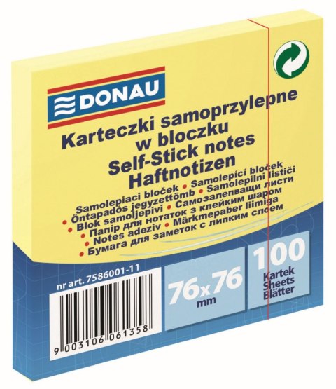 Notes samoprzylepny (karteczki) żółty 100k [mm:] 76x76 Donau (7586001-11) Donau