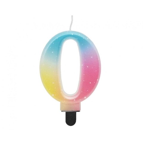 Świeczka urodzinowa cyferka 0, ombre, pastelowa, 8 cm Godan (SF-OPA0) Godan
