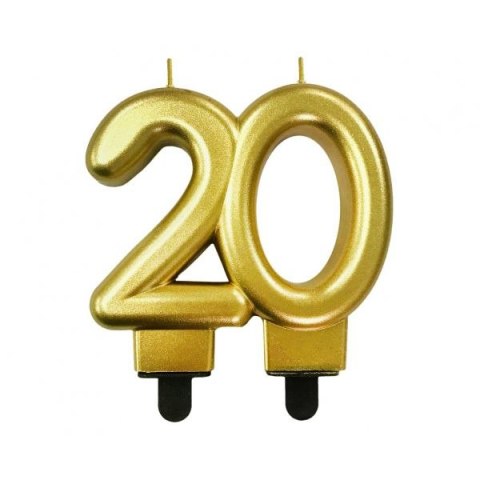 Świeczka urodzinowa cyferka 20, metalik złota, 8.0 cm Godan (PF-SCZ20) Godan