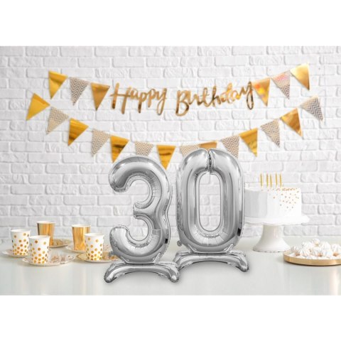 Balon gumowy Beauty&Charm cyfra stojąca srebrna Srebrny 30cal Godan (BC-ASS3) Godan