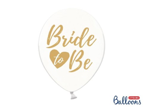 Balon gumowy 30cm, Bride to be, Crystal Clear biały 300mm Partydeco (SB14C-205-099G-6) Partydeco