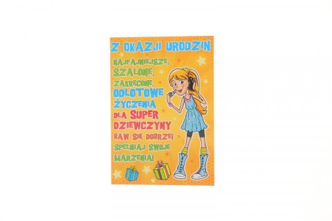 Kartka składana B6 Young Urodzinowy dla dziewczyny Ev-corp (STKY-004) Ev-corp