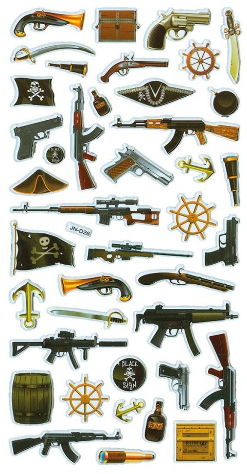 Naklejka (nalepka) Craft-Fun Series wypukła pistolety, karabiny, strzelby, akcesoria pirackie Titanum (JN-D26) Titanum