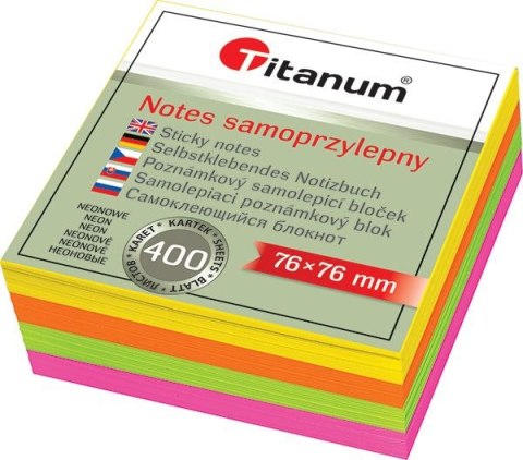Notes samoprzylepny (karteczki) mix fluo 400k [mm:] 76x76 Titanum (YGSF-02) Titanum