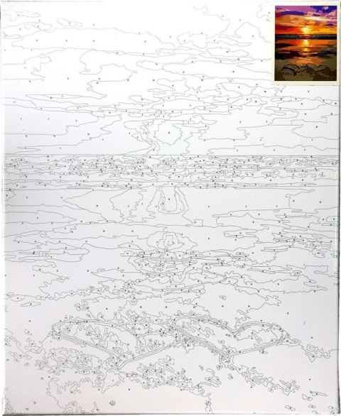 Zestaw kreatywny Malowanie po numerach 40x50cm Zachód słońca nad morzem, serca na piasku Flamingo Line (fys040) Flamingo Line
