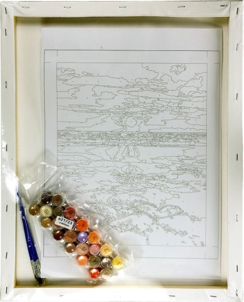 Zestaw kreatywny Malowanie po numerach 40x50cm Zachód słońca nad morzem, serca na piasku Flamingo Line (fys040) Flamingo Line