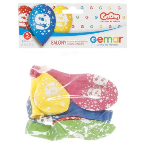 Balon gumowy Z NADRUKIEM 5 szt mix Godan (GS110/9) Godan