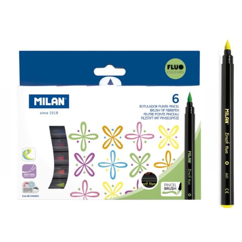 Flamaster Brush Fluo pędzelkowe 6 kol. Milan (0612606FL) Milan