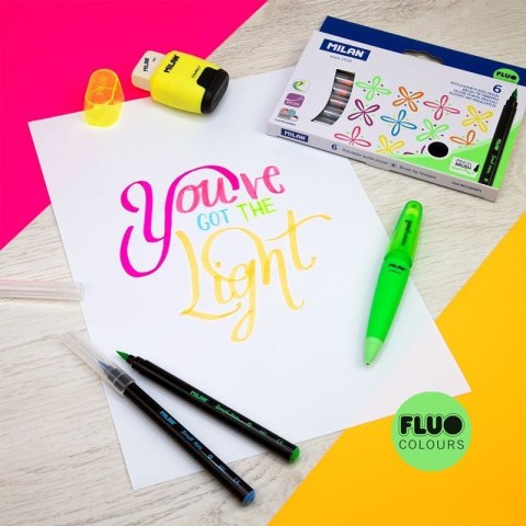 Flamaster Brush Fluo pędzelkowe 6 kol. Milan (0612606FL) Milan