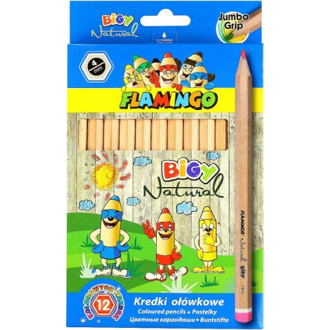 Kredki ołówkowe Jumbo Natural 12 kol. Flamingo Flamingo