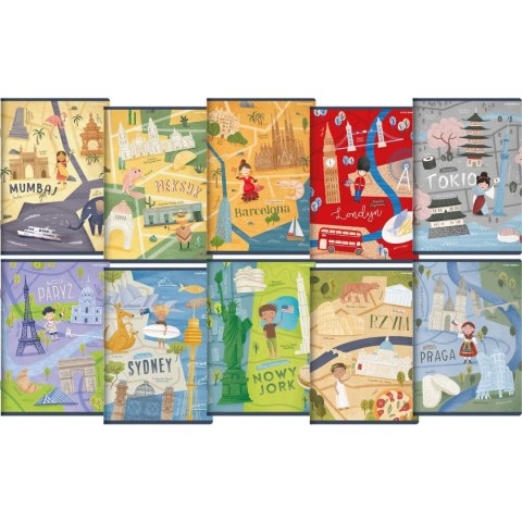 Zeszyt CITIES OF THE WORLD A5 16k. 70g krata Top 2000 (400157888) Top 2000