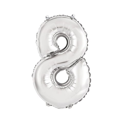 Balon foliowy cyfra 8 srebrny 35 cm 8cal Godan (FG-C35S8) Godan