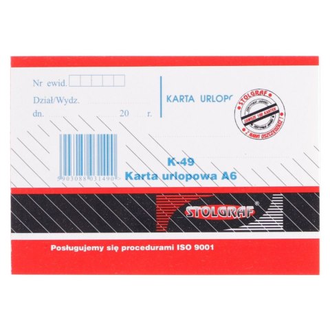 Druk samokopiujący A6 100k. Stolgraf (K49) Stolgraf