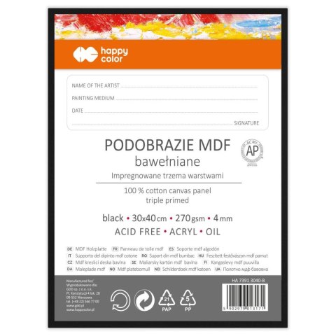Podobrazie czarne [mm:] 300x400 Happy Color (HA 7391 3040-B) Happy Color