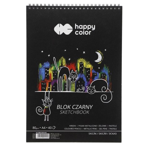 Blok artystyczny Happy Color czarny A4 80g 40k (HA 3808 2030-K40) Happy Color