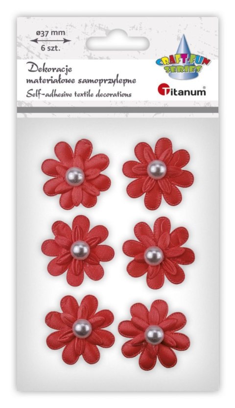 Ozdoba materiałowa Craft-Fun Series Kwiaty z perełką samoprzylepne Titanum (BR231816-1) Titanum