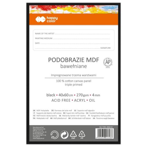 Podobrazie czarne [mm:] 400x600 Happy Color (HA 7391 4060-B) Happy Color