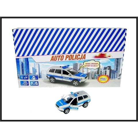 Samochód policyjny metalowy z napędem, z otwieranymi drzwiami, światłem i dźwiękiem Hipo (HKG094) Hipo